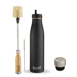 Black insulated metal water bottle bundle onegreenbottle BOTL