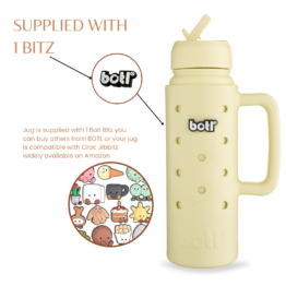 water bottle with straw personalised with croc bitz